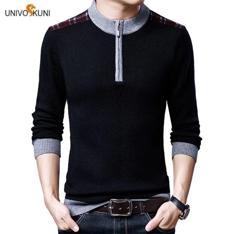 UNIVOS KUNI 2019Men's свитер Новое поступление весна и осень сплошной цвет Pllovers Бизнес Мода Тонкий 1906