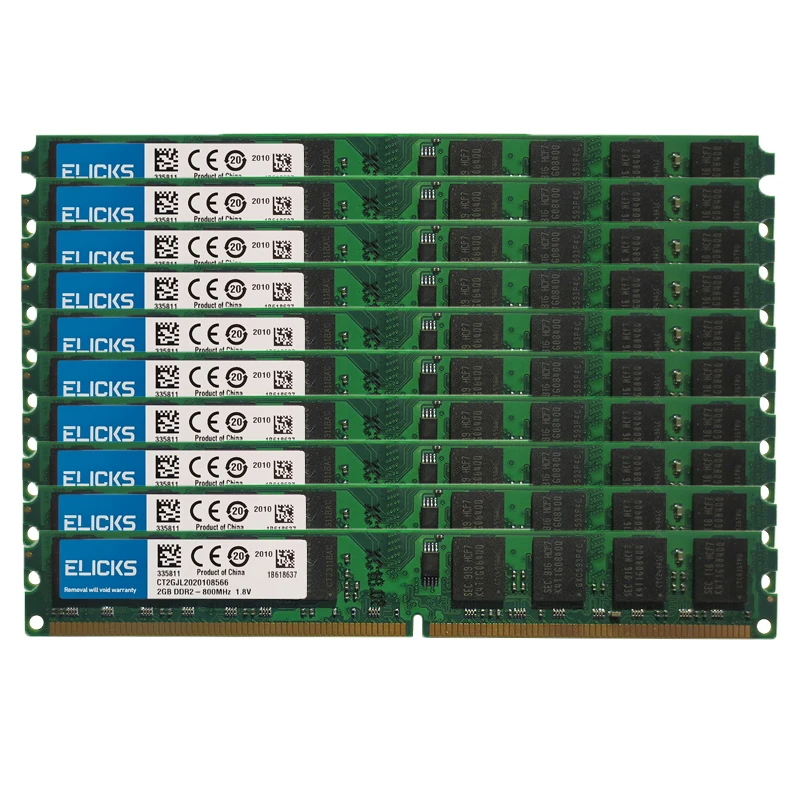 Juego de 10 unidades de memoria RAM de escritorio, 2GB, 667mhz, 800mhz, Dimm, PC2-6400, PC2-5300, 240 pines, 1,8 V