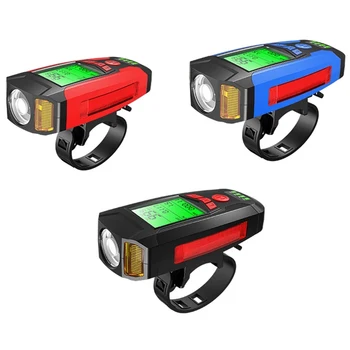 

3-in-1 350LM COB Bike Light + USB Horn Lamp + Speed Meter LCD Screen 5-Modes Waterproof Bicycle Headlight With Horn Lantern
