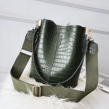 

New 2019 Bag Women's Fashion Women's Casual Stone Stripe Single Shoulder Slanting Bucket Bag Women Messenger Bags