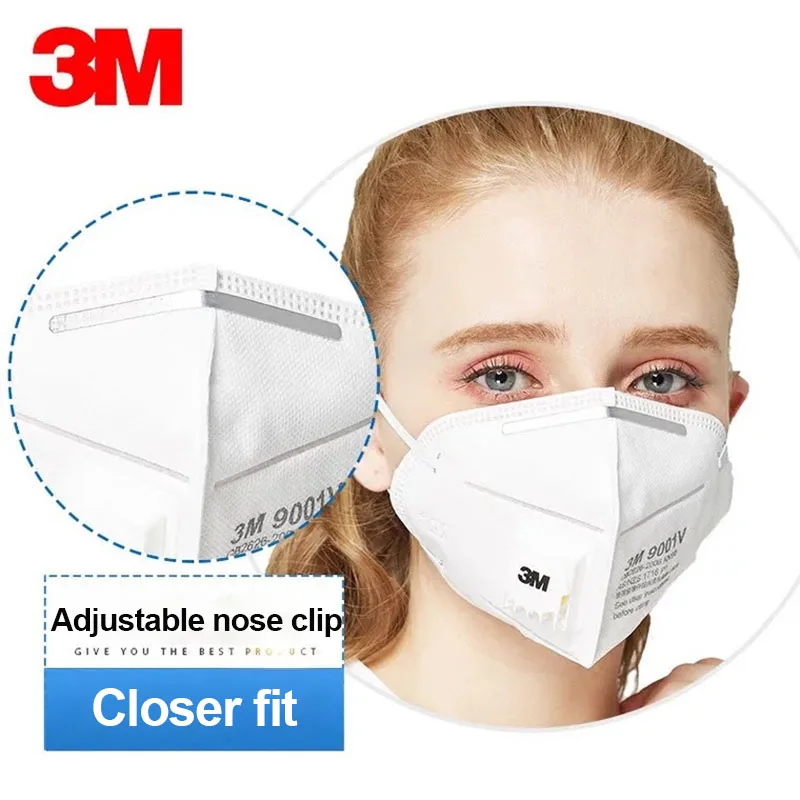 Маска многоразовая KN90 3M 9001V Mascarilla Earloop респираторы оригинальные с клапаном