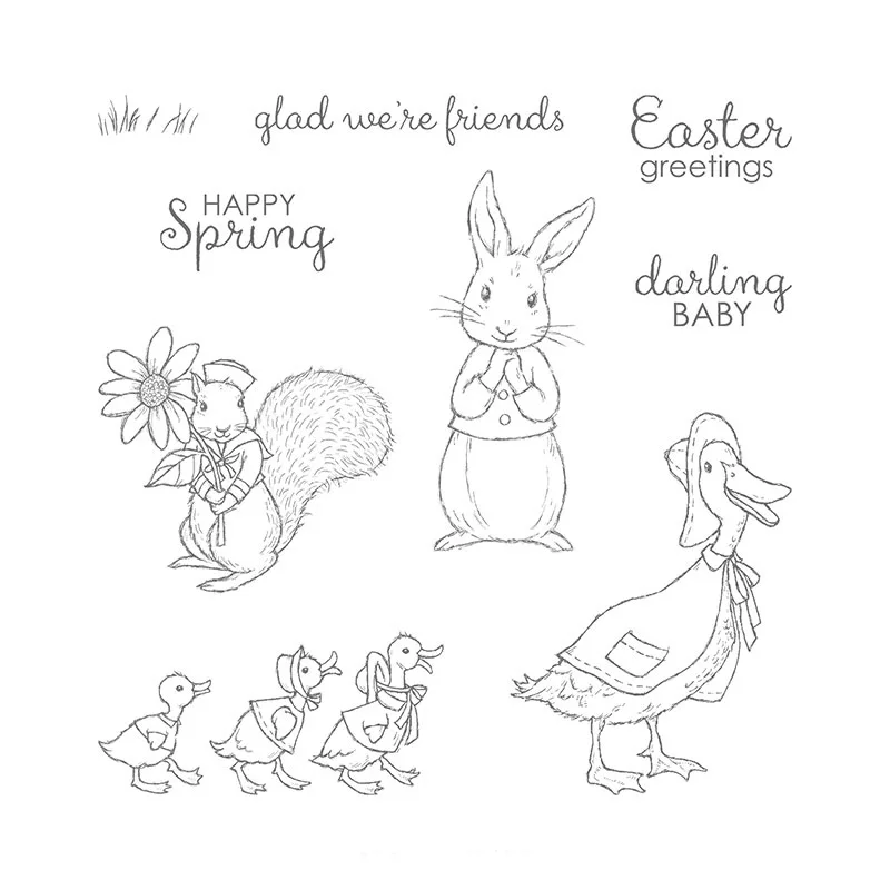 

Dinosaur Set Stamp Rabbit Duck Goldfish Stamp Animal World Christmas Greeting Card DIY Scrapbook Home Decoration