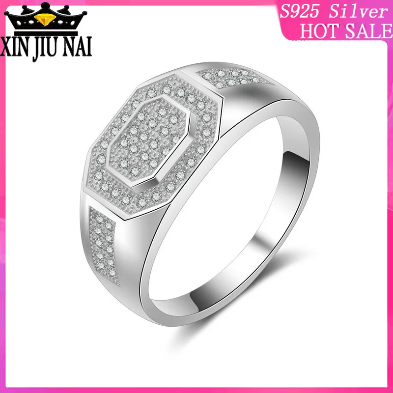 

Simulated Diamond Ring Men's Ring Hollow Diamond Embossed New Men's Wide Edition Micro-inlaid 3A Zircon Ring