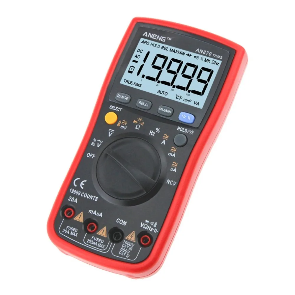ANENG AN870 Цифровой мультиметр 19999 отсчетов True RMS AC/DC Вольт Ампер Ом Емкость Частота Температура бесконтактный Тестер Напряжения