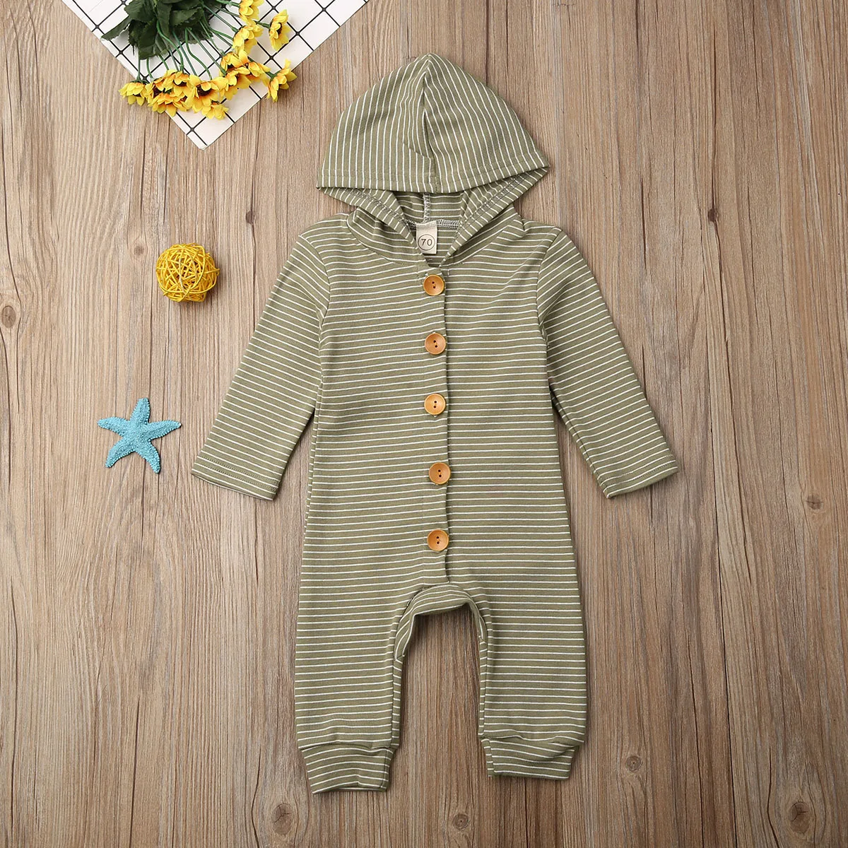 Одежда для новорожденных от 0 до 24 месяцев г. Новые Осенние Комбинезоны для маленьких мальчиков, зеленый полосатый комбинезон с длинными рукавами и пуговицами, спортивный костюм для малышей
