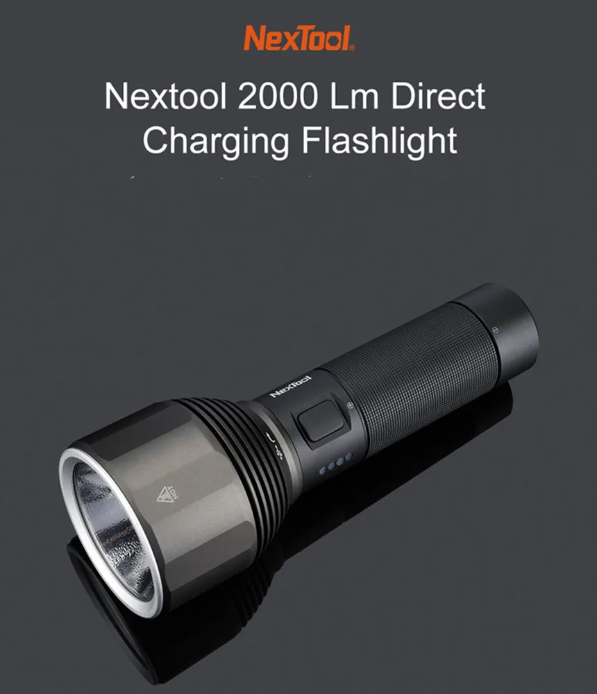 NexTool Rechargeable Flashlight 2000lm 380m 5 Modes IPX7 Waterproof LED light Type-C Seaching Torch - 4000410095328