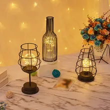 Скандинавский кованый декоративный светильник медный провод лампа спальня настольная лампа Железный фонарь