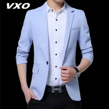 VXO мужской брендовый Блейзер на одной пуговице, мужские повседневные куртки в британском стиле, приталенный Мужской Блейзер TERNO masculino