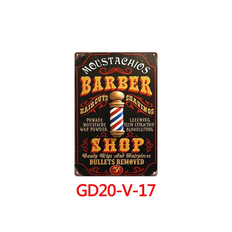 Pattern 17 Парикмахерская украшения аксессуары для стрижки Ретро Металлические оловянные вывески для дома настенные художественные Декор железные плакаты, постеры для парикмахерской - Цвет: Pattern 17
