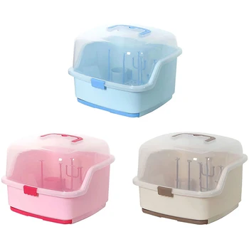 

Anti Dust Baby Bottles Storage Box Drying Rack Tableware Dry Case Cleaning Dryer Drainer Storage Container