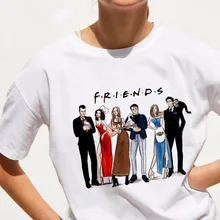 Модные летние футболки «Друзья» Женская свободная футболка с круглым вырезом Femme Harajuku летние топы Vogue странные вещи футболки