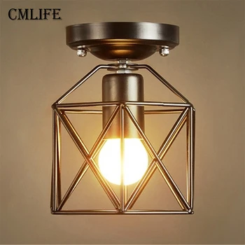 

Modern Industrial Vintage Cage Pendant Light Iron Art American geometry Wrought home Ceiling Lamp Suitable for E27 bulbs