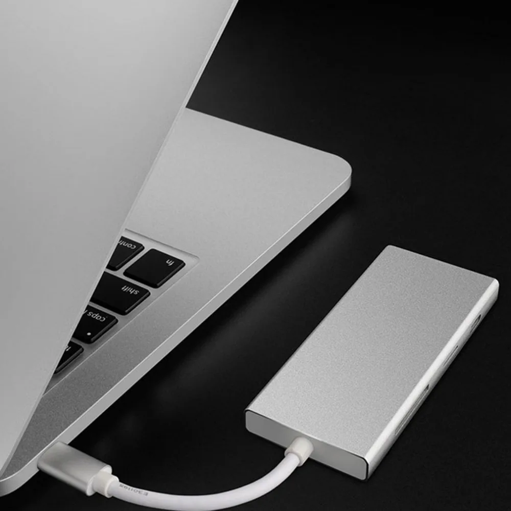 7-в-1 Тип usb-C адаптер Тип с разъемами типа C и конвертер мультимедийного интерфейса высокой четкости надежная цифровая устройство для считывания с tf-карт Многофункциональный USB 3,0 концентратор для MacBook