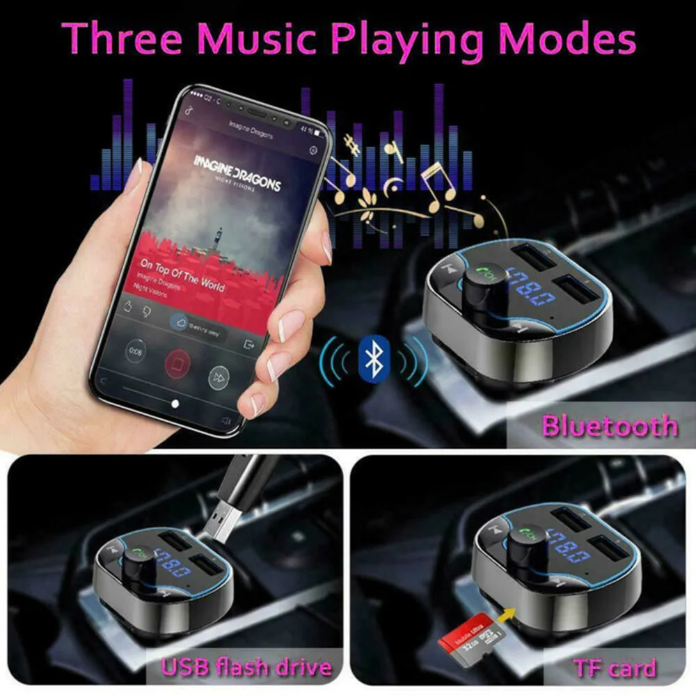 Автомобильный MP3 музыкальный плеер Bluetooth 5,0 приемник fm-передатчик двойной USB QC3.0 зарядное устройство U диск/TF карта без потерь музыка