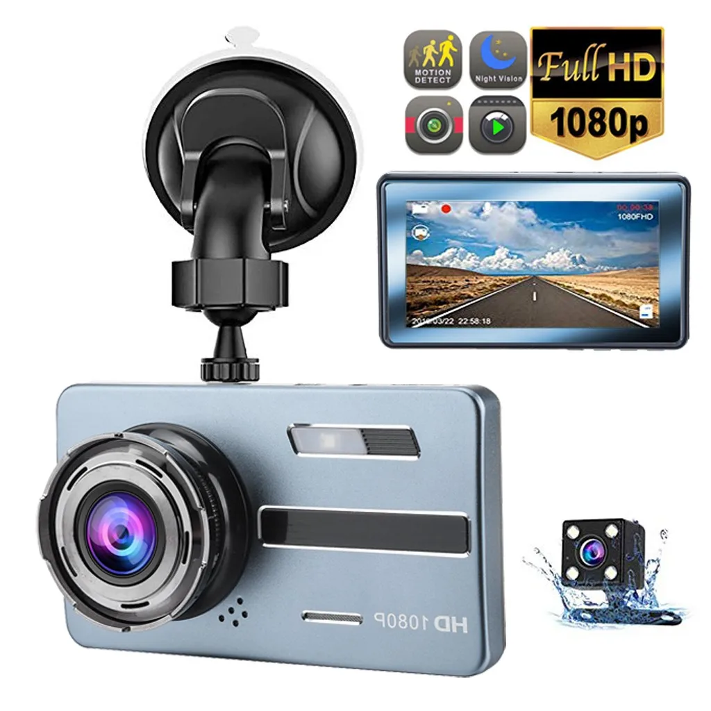 4K Автомобильный видеорегистратор с двумя объективами камеры FHD 1080p 170 градусов широкоугольная приборная панель Автомобильный видеорегистратор Dashcam двойной