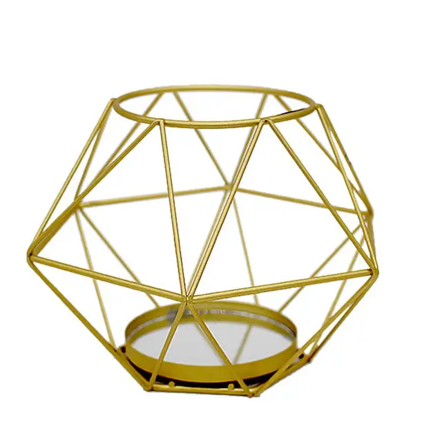 Gold Color Mirror Surface Candlestick Geometric Shape Candle Holder Iron Structure Table Stand Prop Candle Holders Aliexpress