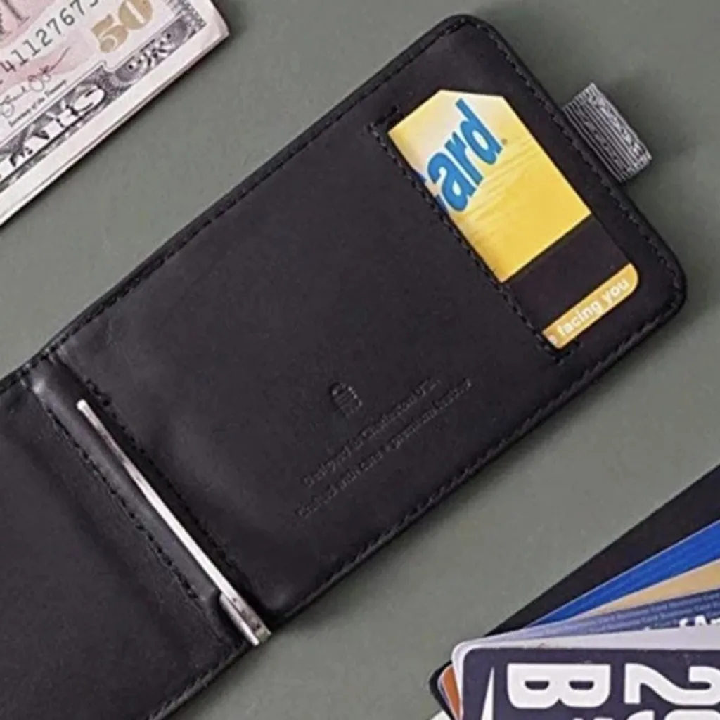 Мужской тонкий кошелек RFID с двойным выдвижным кожаным антимагнитным RFID бумажником женский кошелек-визитница portfel кошелек женский