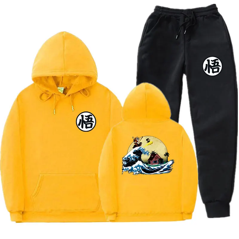 Yellow MK29 Флисовые худи Dragon Ball и Штаны уличная вуконг» черепаха свитер с капюшоном Для мужчин Для женщин костюм Keep теплые тренировочные брюки костюм - Цвет: Yellow MK29