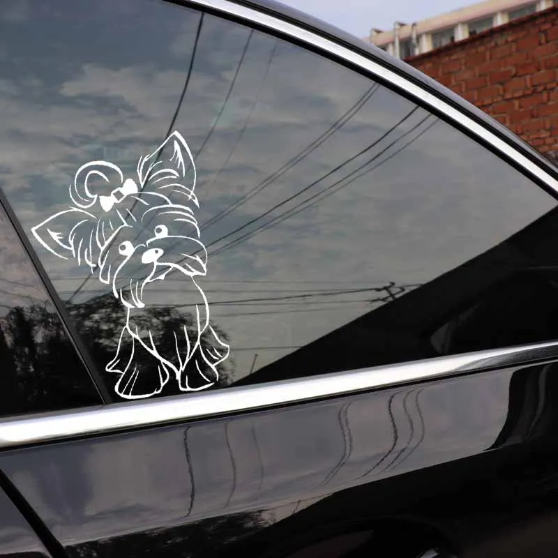 YJZT 12,2X17,3 см Йоркширский терьер Pup Doggy jorkie наклейка автомобиль милый стикер забавная собака автомобильные для окон виниловые черные/серебряные C24-1632