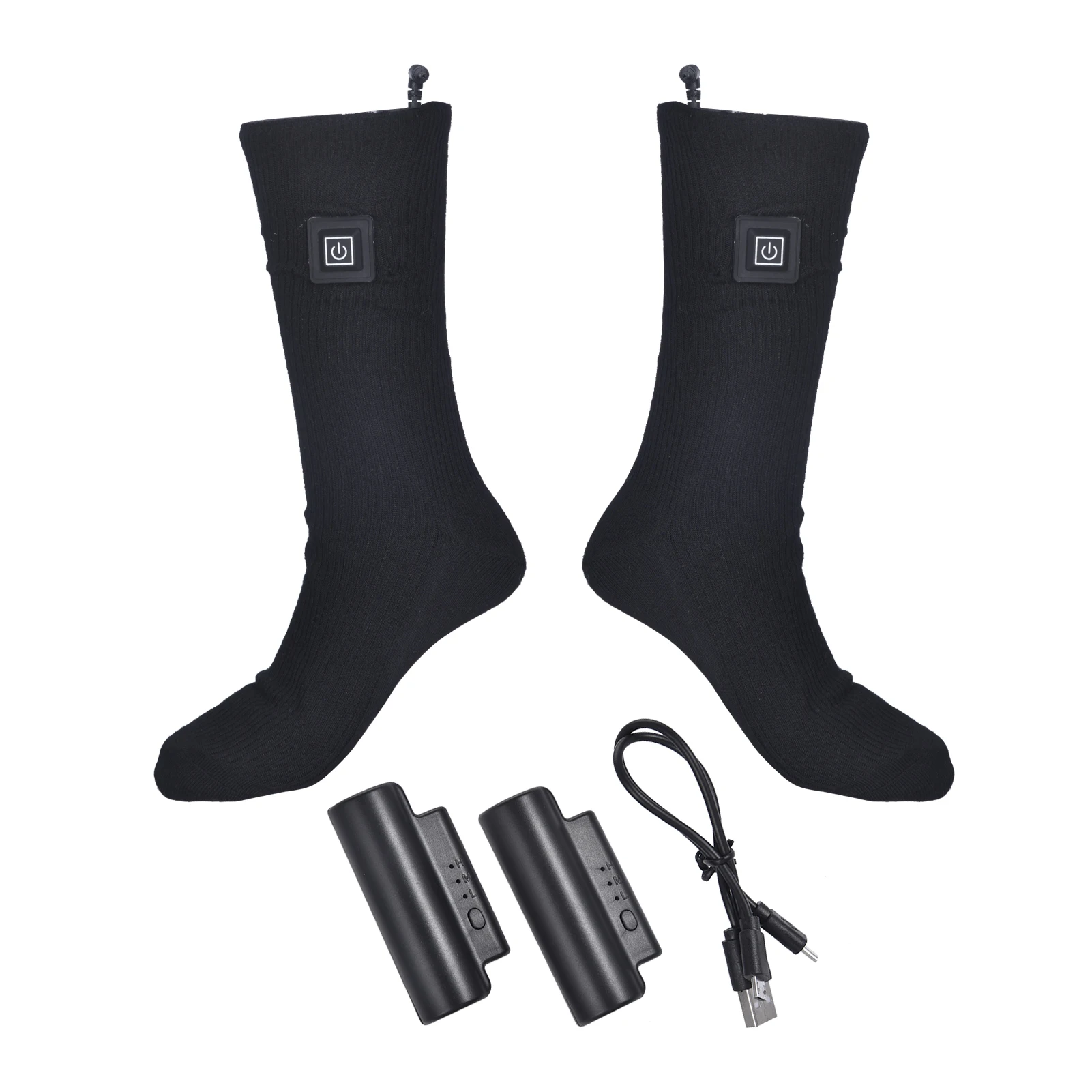 Black Electric Heated Hot Boot Socks Feet Foot Warmer Heater Stockings Men Women 