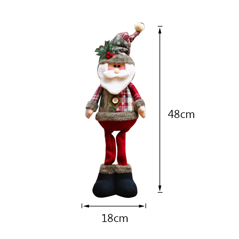 T 48x18cm Большие размеры Рождественские куклы выдвижной Санта-Клаус снеговик лося игрушки рождественские фигурки Рождественский подарок для ребенка красный орнамент с рождественской елкой - Цвет: T 48x18cm