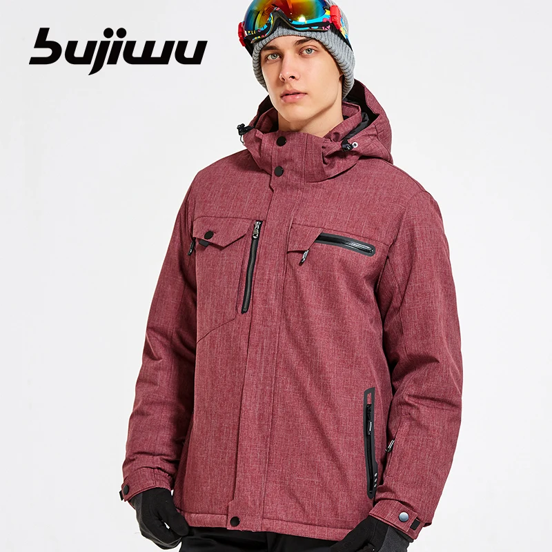 Супер теплая Мужская лыжная куртка для сноубординга ветрозащитная водонепроницаемая верхняя спортивная одежда Лыжная куртка зимняя утепленная куртка с капюшоном