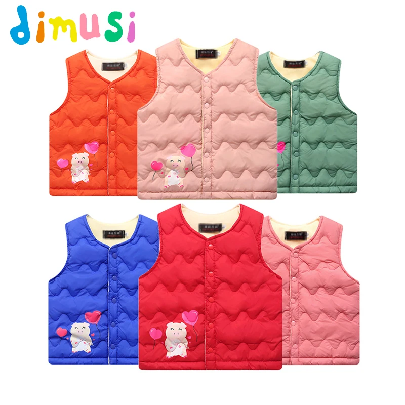  DIMUSi Winter Boys Vests Fashion Child Kids Cotton Warm Sleeveless Jackets Baby Girls Outwear Windb