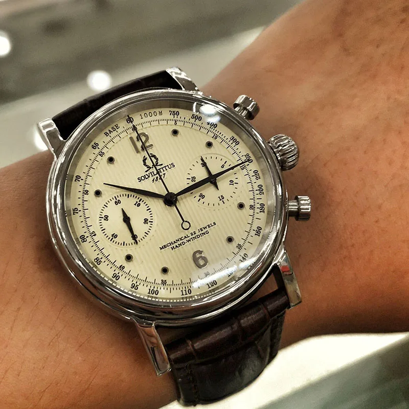 Винтажные мужские механические часы с хронографом SOLVLC TITUS наручные часы 50 м Wtaer сопротивление сапфировое стекло ST19MOV'T часы для мужчин
