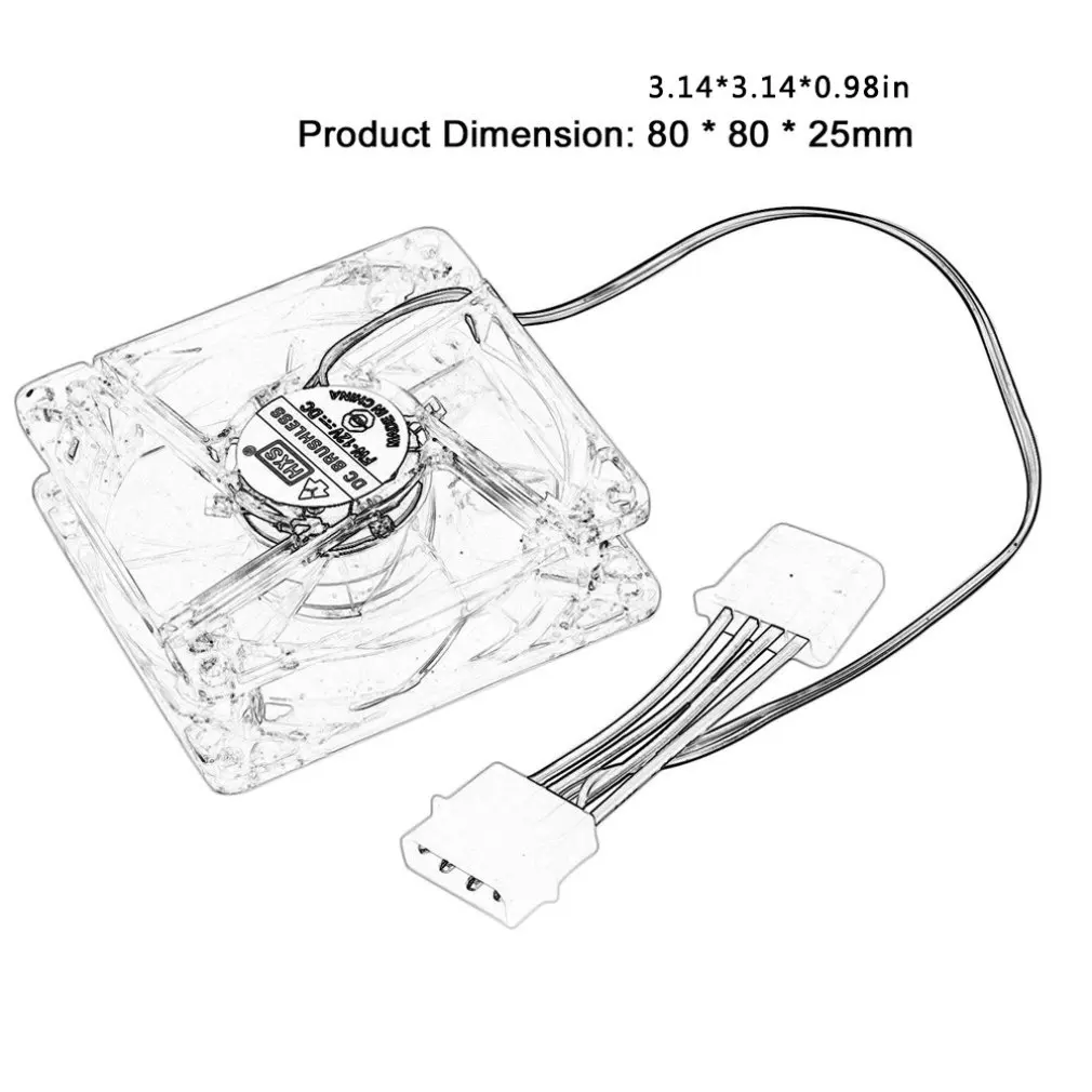 Computer PC Cooling Fan 80mm 8025 12V LED Silent Easy Installed