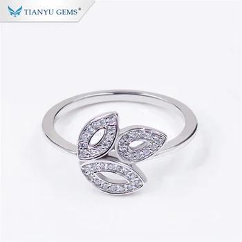 

Tianyu gems silver jewelry Maple leaf shape rose and white gold moissanites dia rings