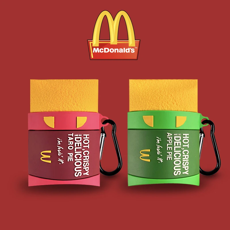 

3D Funny Simulation McDonald's Apple Pie Taro Pie Headphone Cases For Apple Airpods 1/2 Cute Silicone Protection Earphone Cover