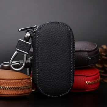 

KUKAKEY Mini Bag Zipper Key Cover Leather Key Wallet Men Women Zipper Car Key Case Cover For Mini Cooper Accessories R56 R53 R50