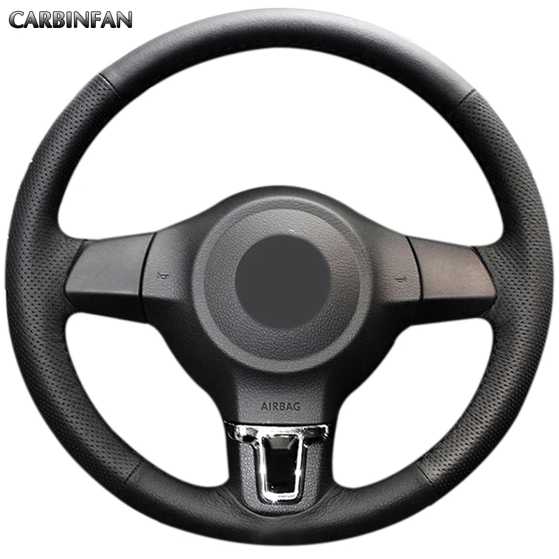 Black Artificial Leather Steering Wheel Cover for Volkswagen Golf 6 Mk6 VW Polo Sagitar Bora