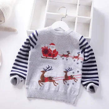 

2019 Christmas Children's Sweater Elk Knit Pullover for Boys Winter Warm Kids Sweaters