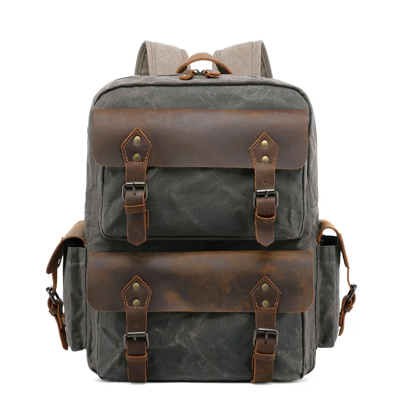 army green Uupperway винтажные масляные Вощеные холщовые рюкзаки мужские рюкзаки для ноутбука кофе армейский зеленый Crazy Horse кожаный чехол повседневные дорожные сумки - Цвет: army green