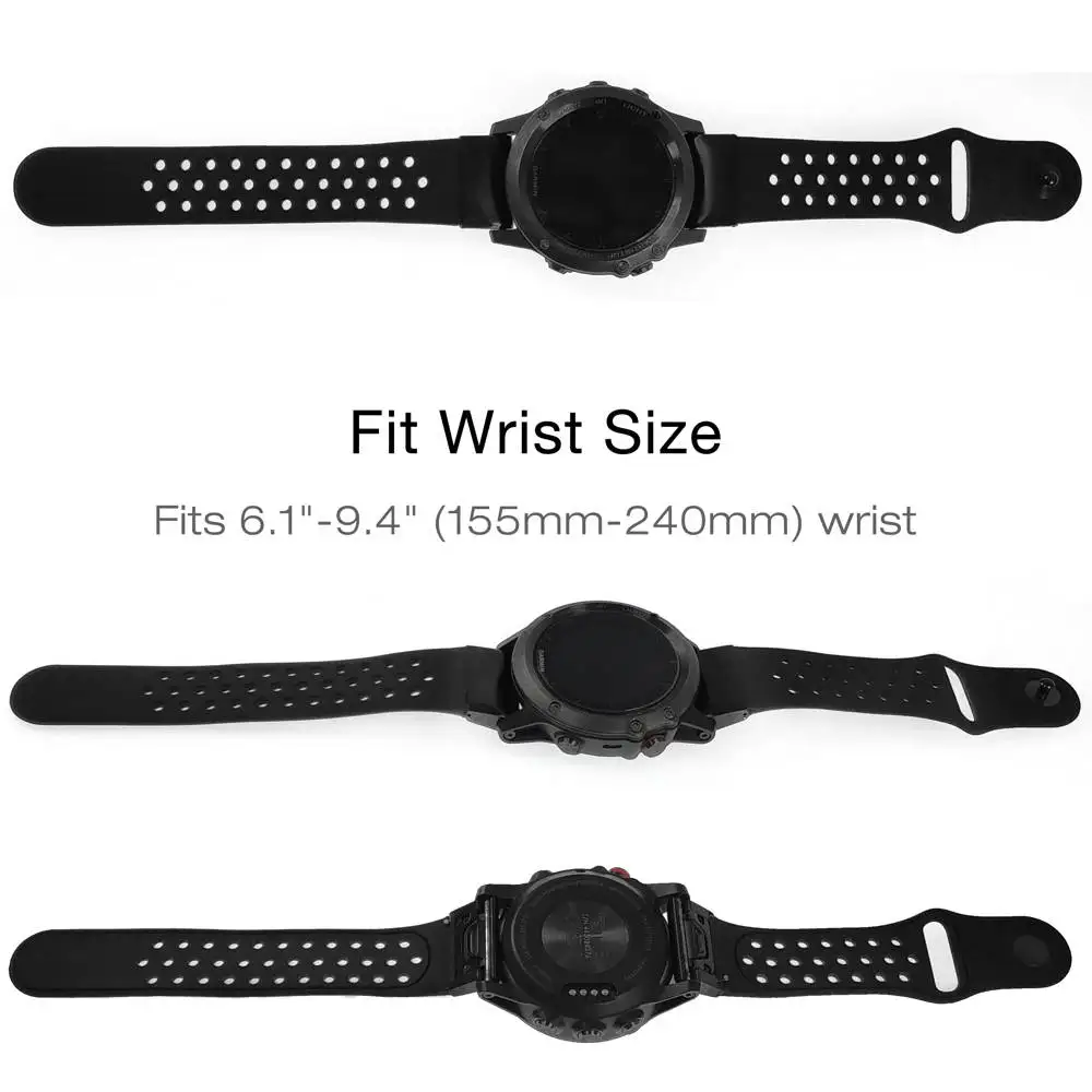Спортивный силиконовый ремешок YOOSIDE Fenix 6X для наручных часов 26 мм Garmin 3/Fenix 3 HR/Fenix 5X/5