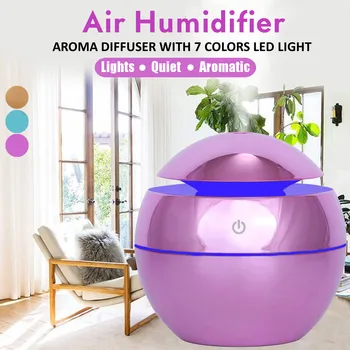 

130ML 7 Color LED Light Ultrasonic Humidifier Aroma Essential Steam Diffuser Air Purifier Home Office USB Charging