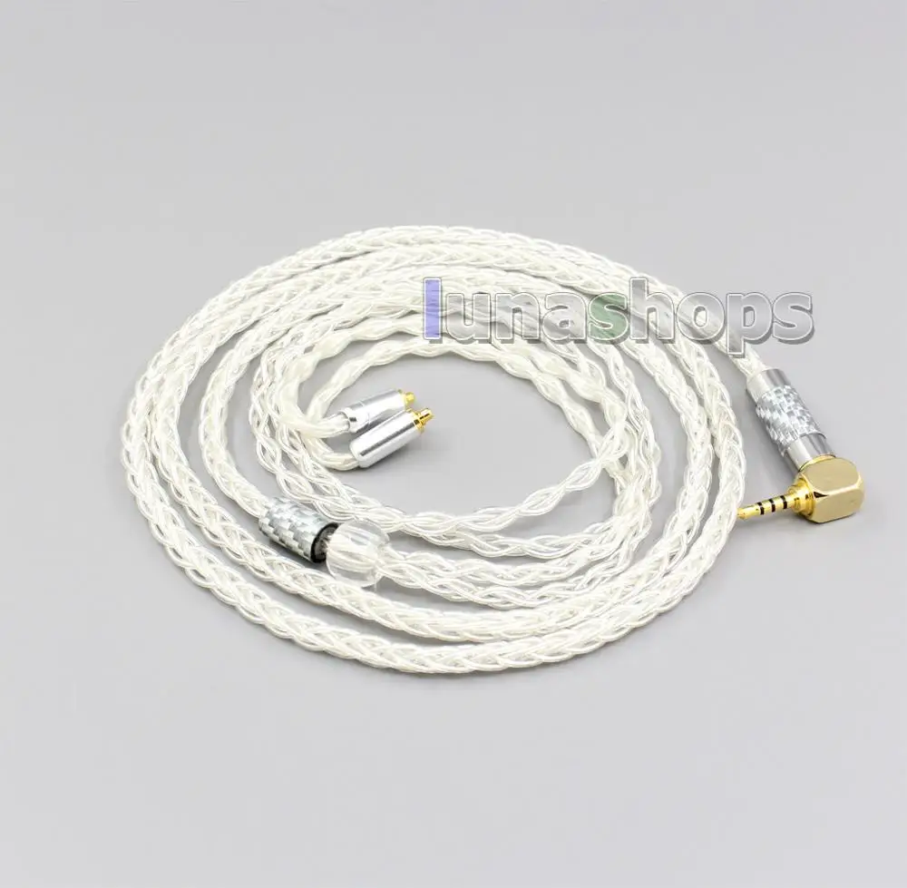 LN006247 8 ядер 99.99% чисто Серебристые наушники кабель для Shure se535 se846 MMCX AKG N5005 N40 N30 пользовательские арматура в ухо на заказ