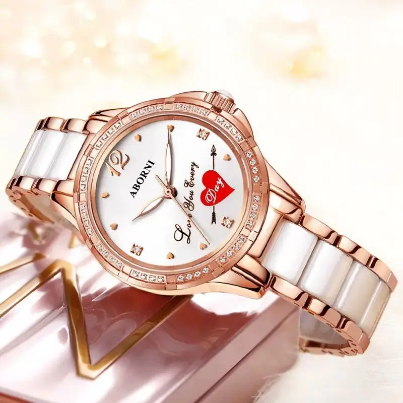 Керамические часы женские роскошные брендовые рифленая нержавеющая сталь женские кварцевые часы кожаные Наручные часы из розового золота relogio feminino