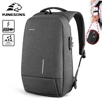 

Kingsons anti-theft lock 13 15.6 inch Men Laptop Backpack Large Capacity Backpack Casual Style Bag Water Repellent Backpack Bags