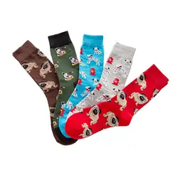 5 пар Для мужчин Хлопковые Смешные экипажа носки Для мужчин Sokken Socken Calcetines весело счастлив мужская одежда носки Цвет Европа Плюс размер 42 44 46