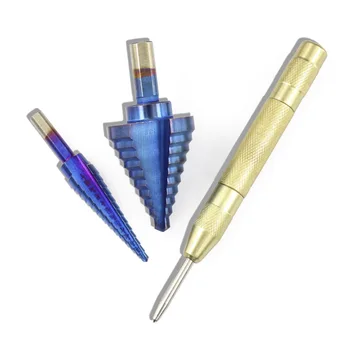 

6pcs Cutting Wood Metal Step Drill Bit Center Punch Deburring High Speed Steel