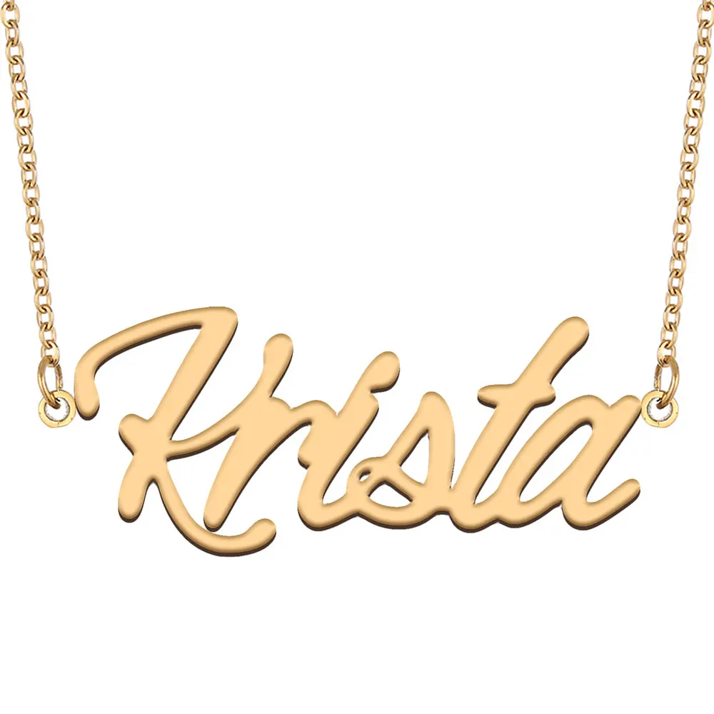 

Krista Name Necklace Women Personalized Stainless Steel Jewelry Gold Plated Nameplate Pendant Femme Mothers Girlfriend Gift