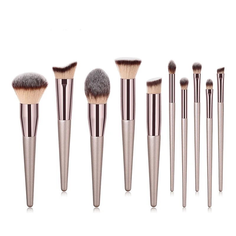 10Pcs Beige Sinso 10 шт., набор кистей для макияжа, косметическая основа, пудра, румяна, тени для век, Кисть для макияжа, набор инструментов, Maquiagem - Handle Color: 10Pcs Beige
