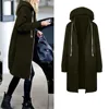 Fashion Hooded Jackets Women Slim Sweatshirt Autumn Winter Warm Cotton Velvet Coats Female Drawstring Hoodies Outwear Long Coat 5