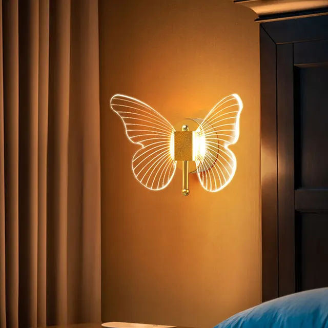 Butterfly LED Wall Lamp Bedside Wall Light Indoor Lighting For Home Bedroom Living Room Decoration Background