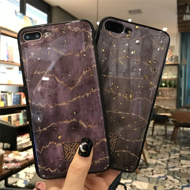 

Coque for iPhone 8 7 6 6s Plus X XS Max XR Case Luxury Gold Foil Shining Phone Soft TPU Silicone Case Cover for iPhone 7 Plus