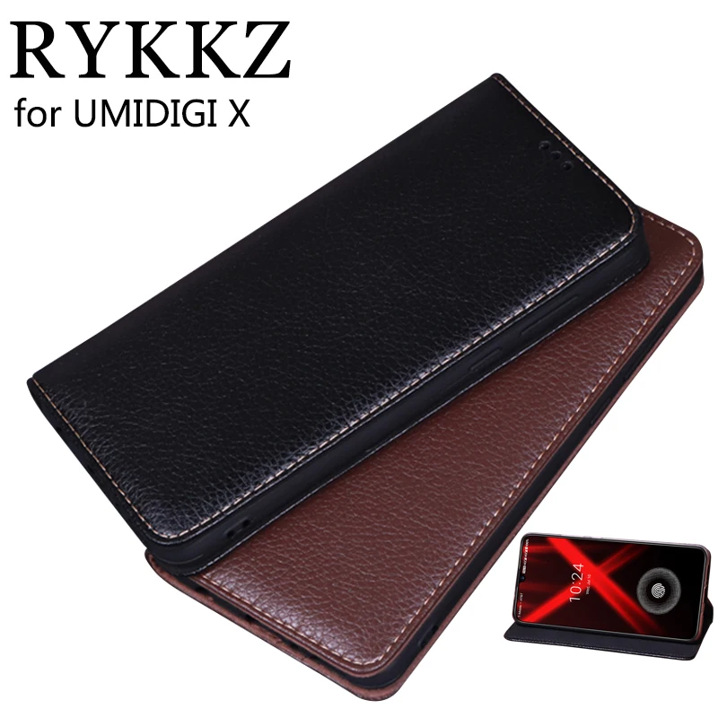 Роскошный кожаный чехол-книжка RYKKZ для UMIDIGI X, чехол-подставка для мобильного телефона UMIDIGI X, кожаный чехол для телефона