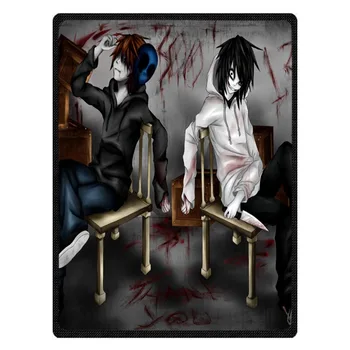 

Jeff The Killer Pattern Soft Plush Blanket for Kids Decoration Gifts Custom Sherpa Travel Blanket Drop Ship