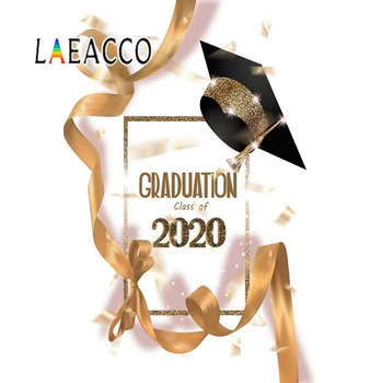 

Laeacco Graduation Backdrops For Photography Graduation Class Of 2020 Ribbons Golden Bachelor Cap Party Poster Photo Background